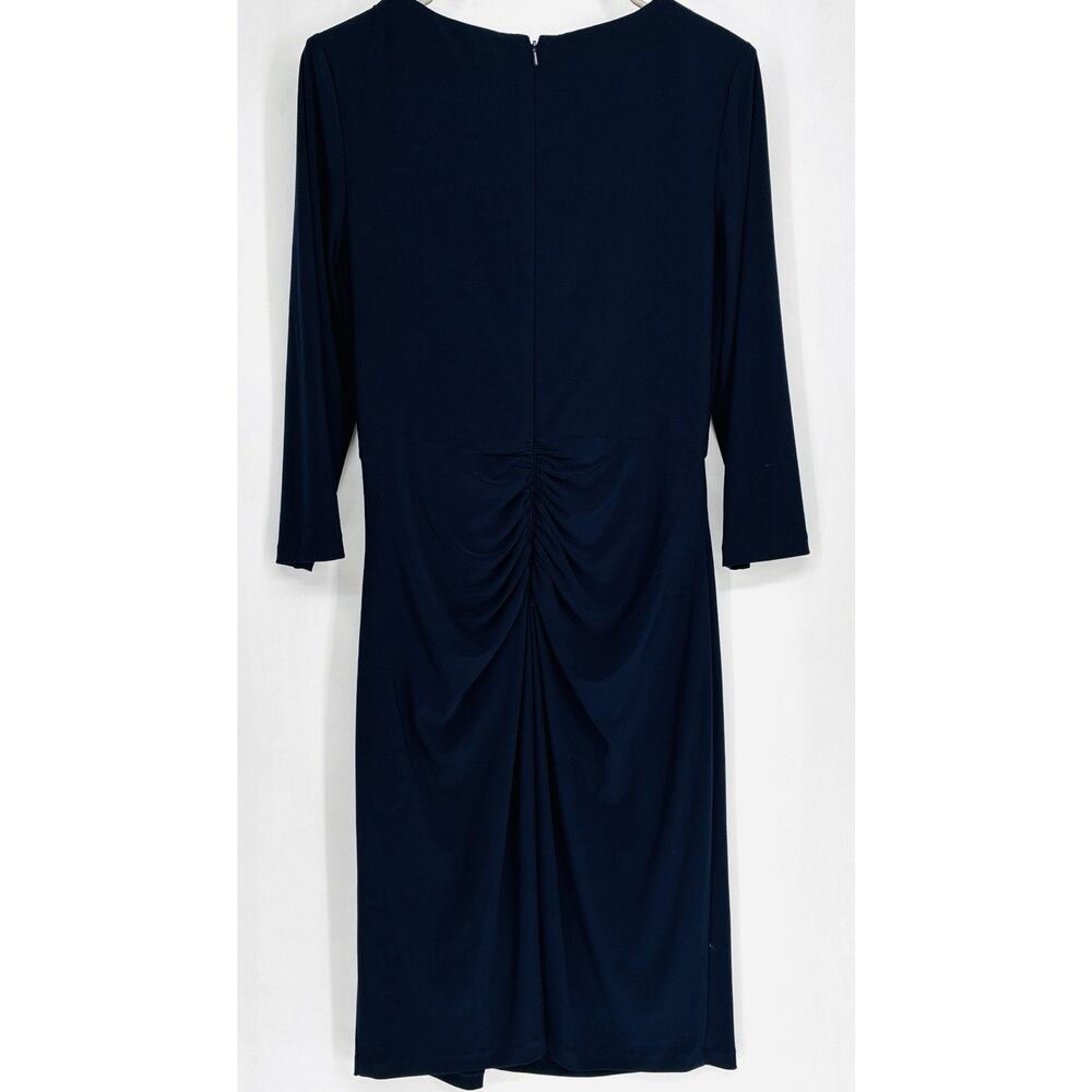 Alex Evenings Size 10 Navy Beaded Rhinestone Ruched Twist Front Cocktail Dress - Picture 4 of 10